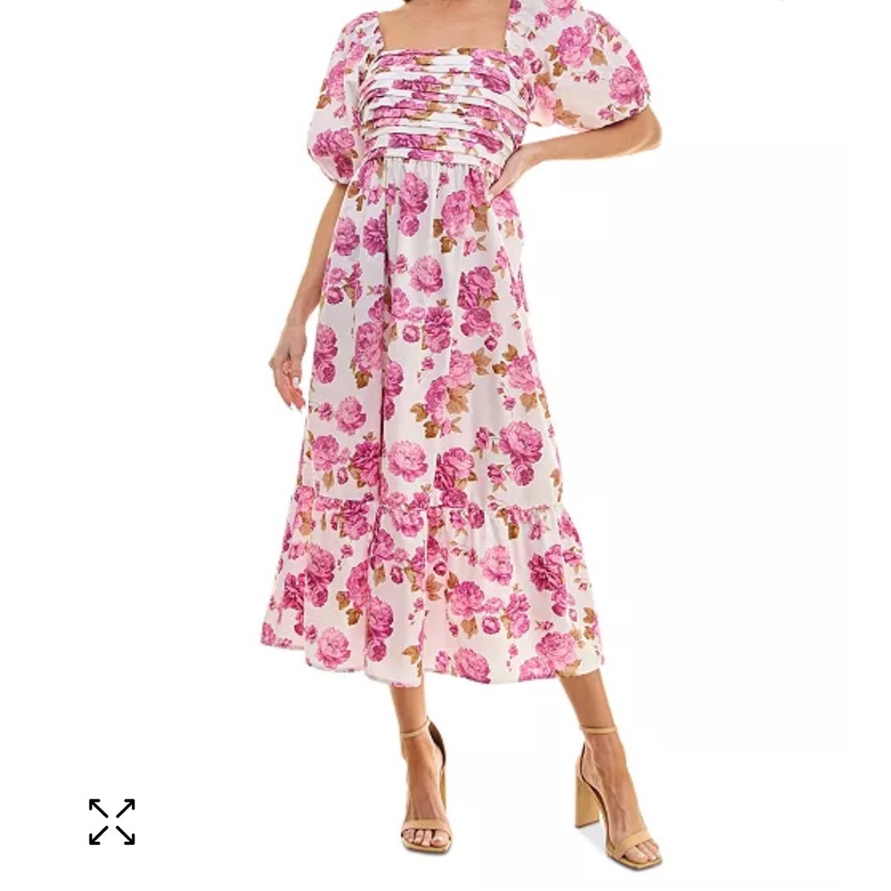 CRYSTAL DOLL Juniors' Printed Pleat-Front Smocked-Back Dress